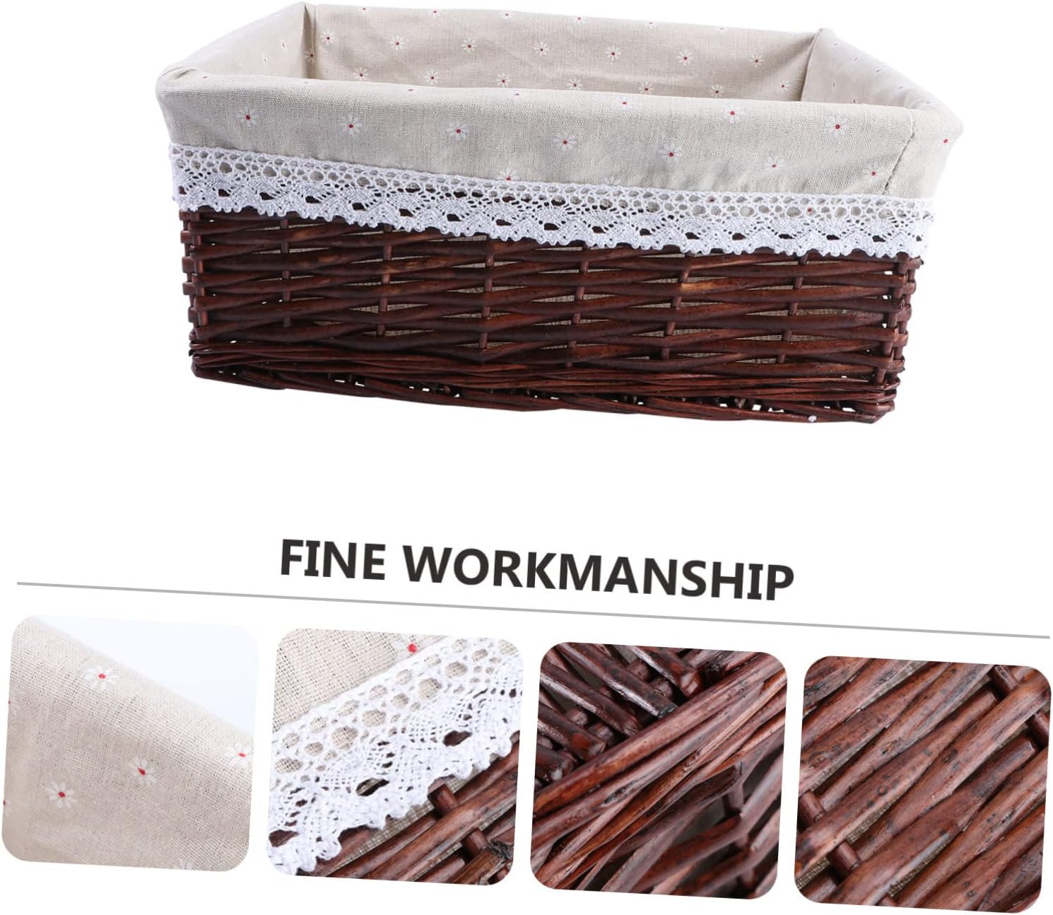 Wicker and Fabric Storage Basket