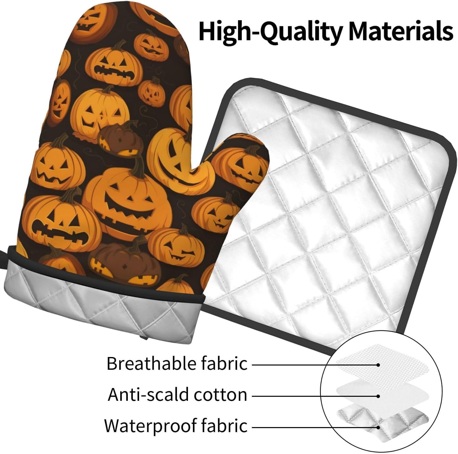 XHHRRDNZ Halloween pumpkin Oven Mitts Set of 2