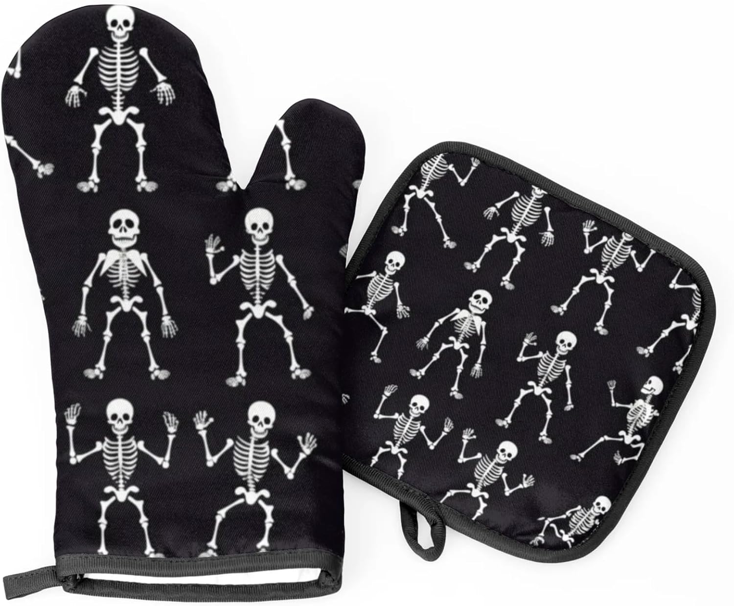 Halloween Skulls Oven Mitts and Pot Holders Set of 2