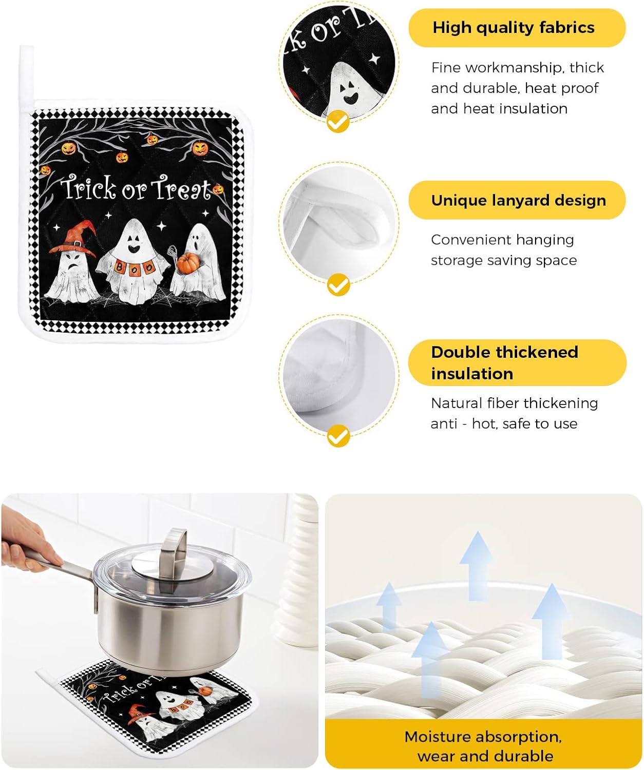 Halloween Trick or Treat Pot Holder Set