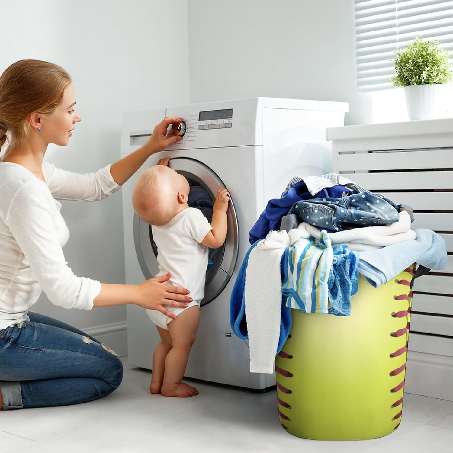 MEIKKOQuick-Access Yellow Waterproof Laundry Basket for Colleges Families