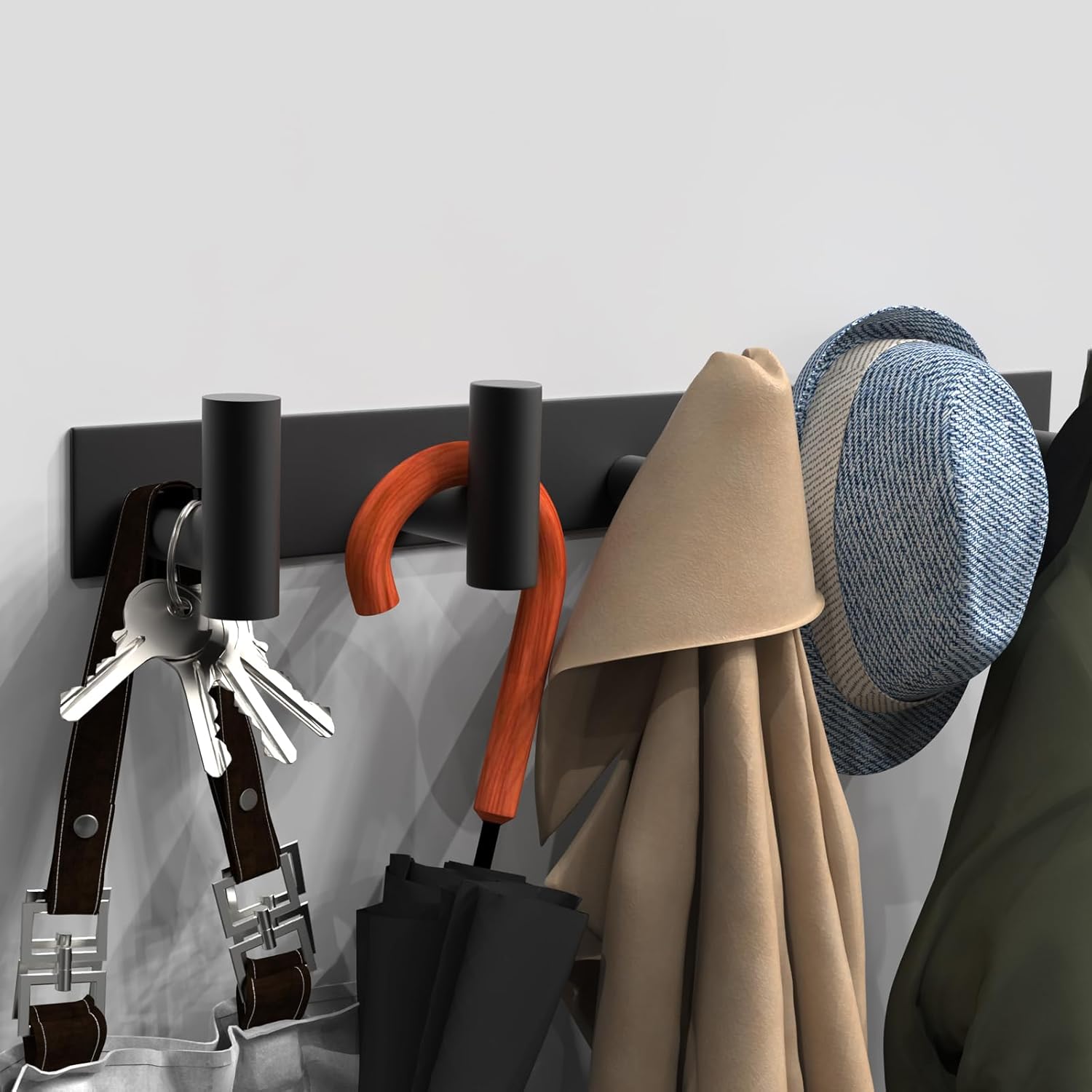 Black Coat Hat Rack with 5 Hooks for Organization