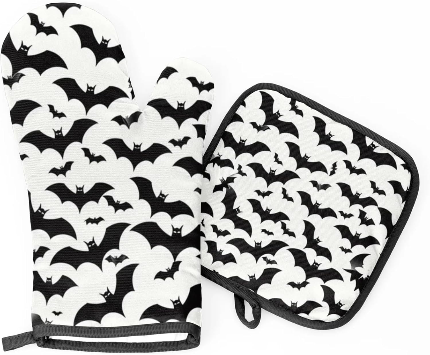 Halloween Bat Prints Oven Mitt Set of 2