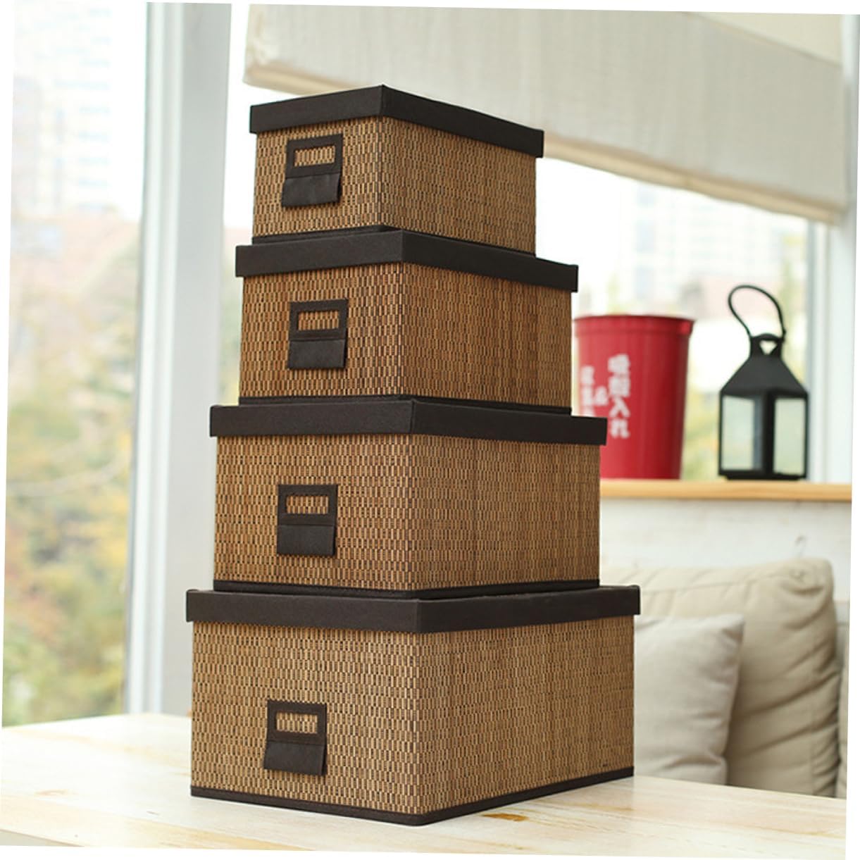 BESTonZON Non-Woven Fabric Foldable Washer with Lid Organizer