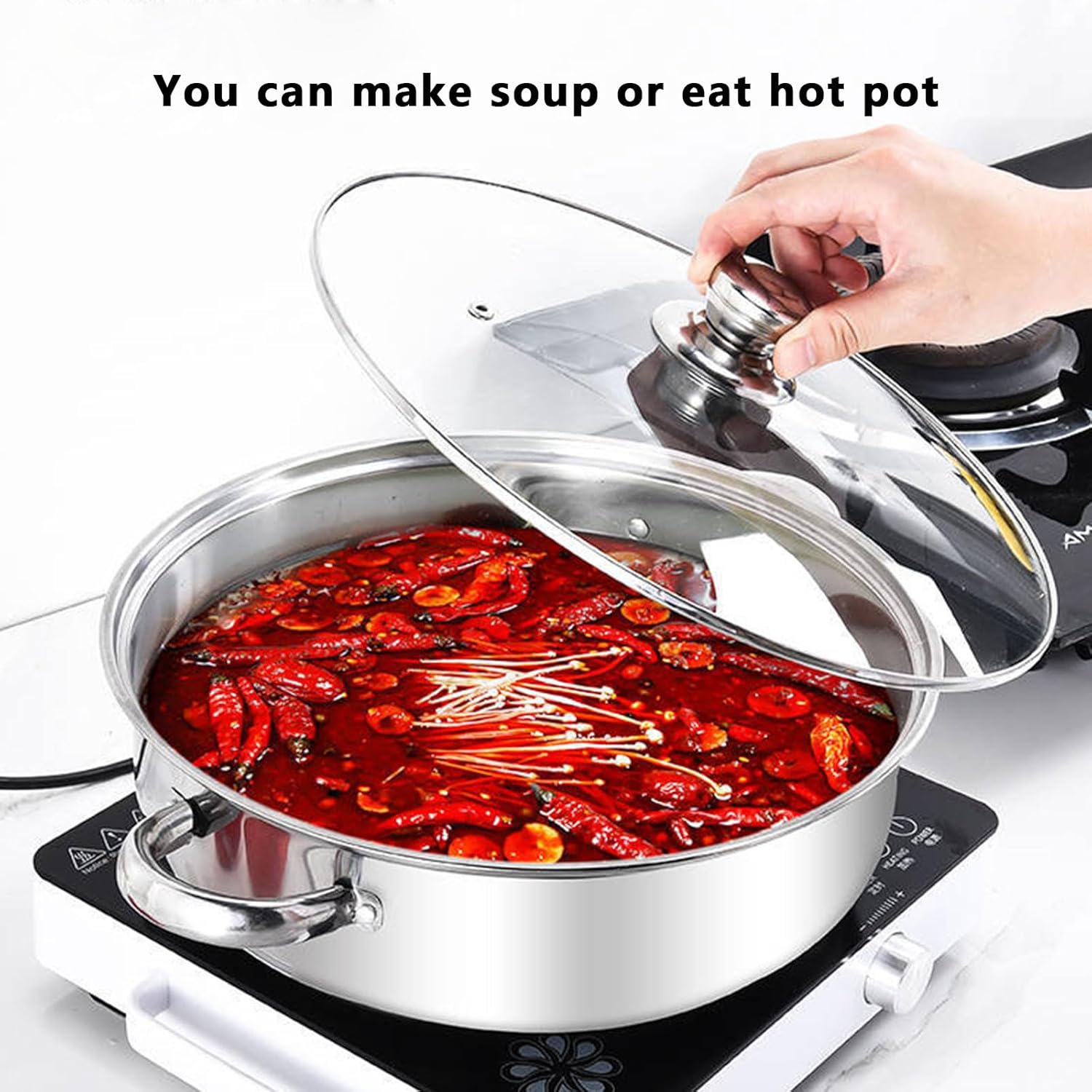 AIZYR Double-Layer Steam Pot with Lid for Cooking Stew Pasta Perfect