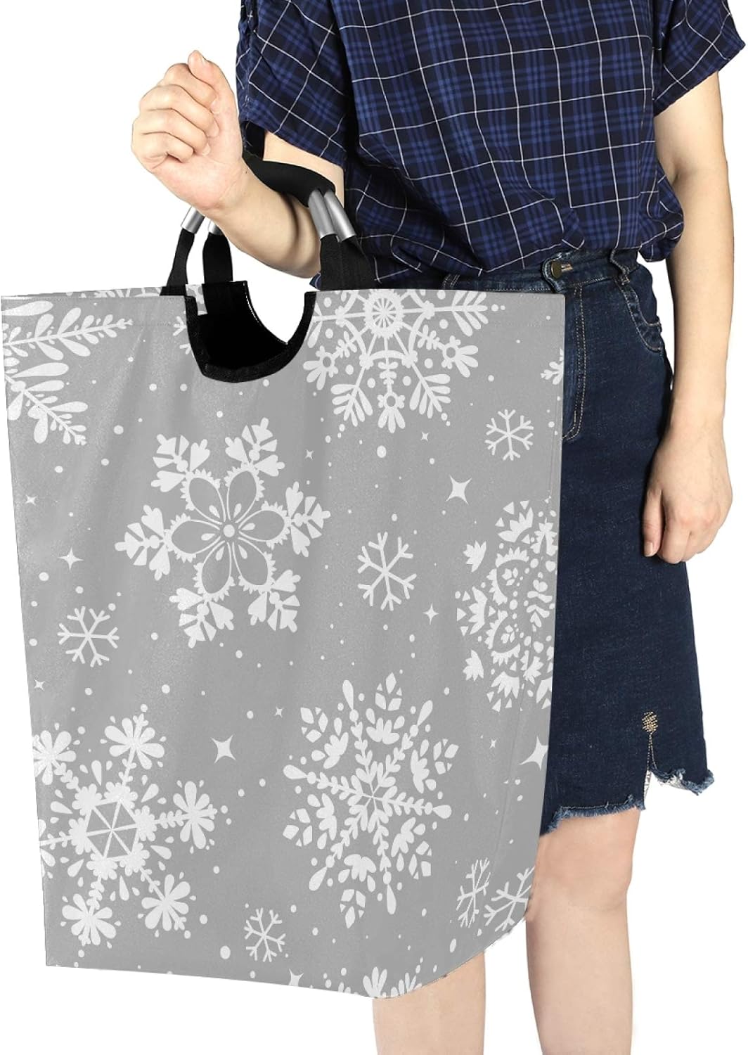 SUSIYO Winter Laundry Basket with Snowflakes Design