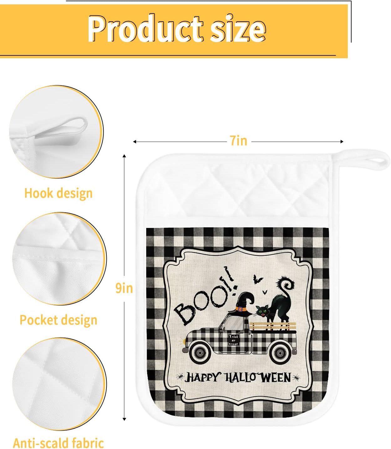 HilariousM Halloween witch cat truck 5 pcs