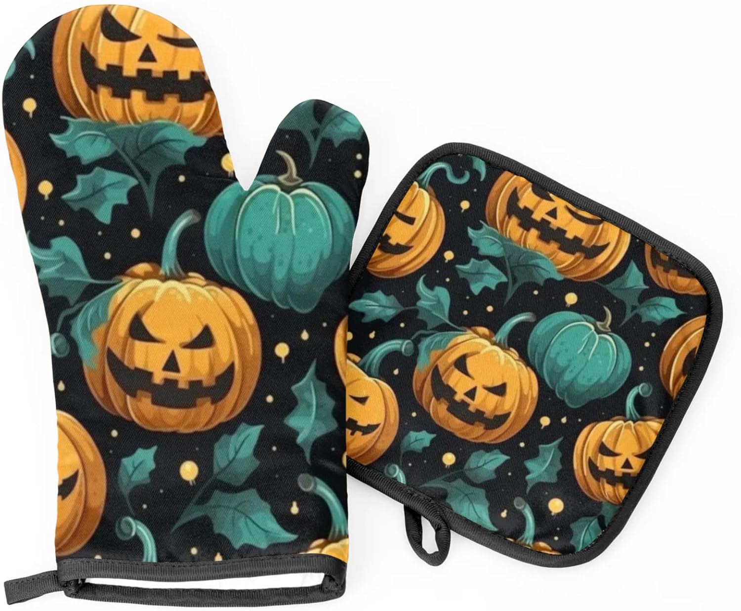 Cute Halloween Pumpkin Oven Mitt Set