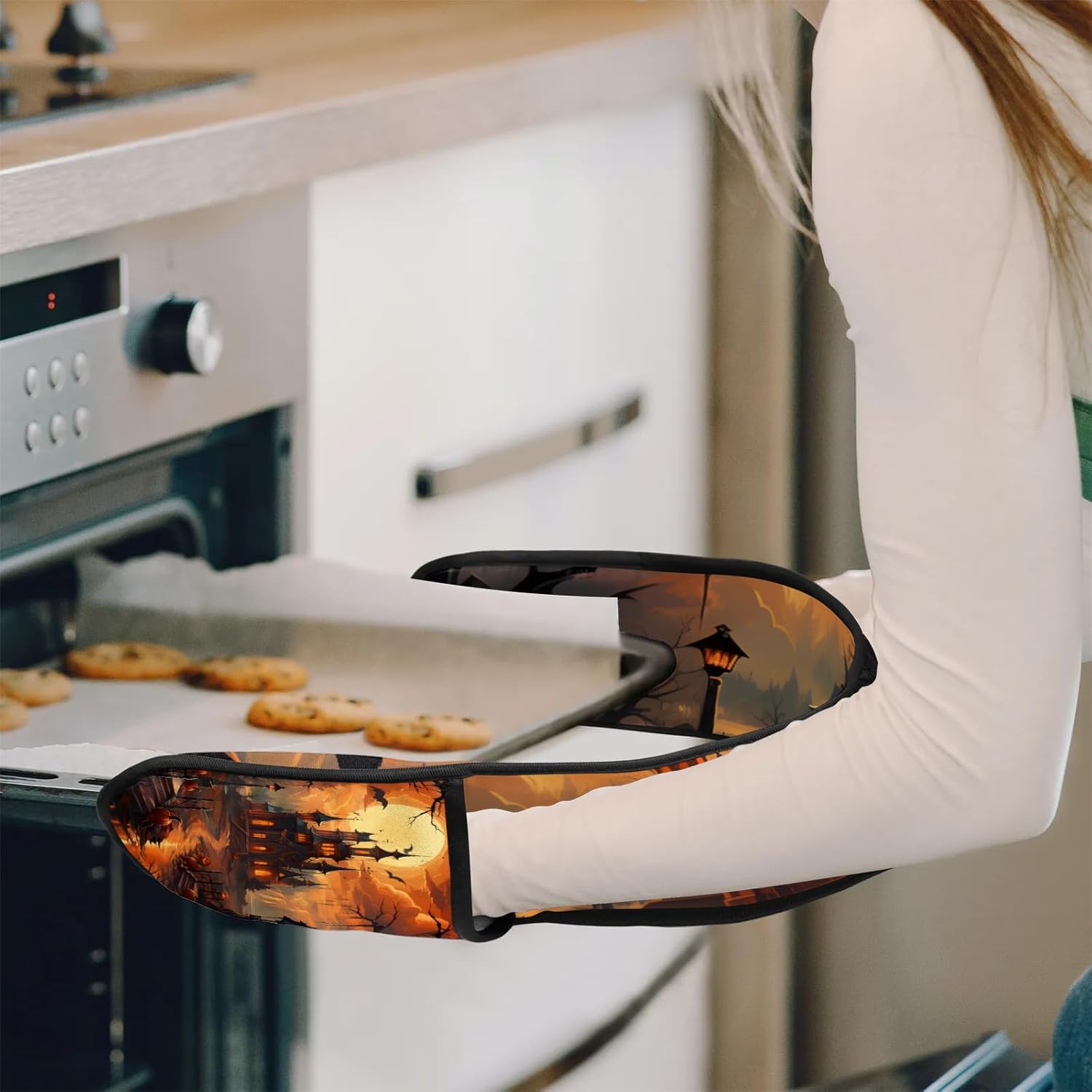 Halloween Night Castle Oven Mitts