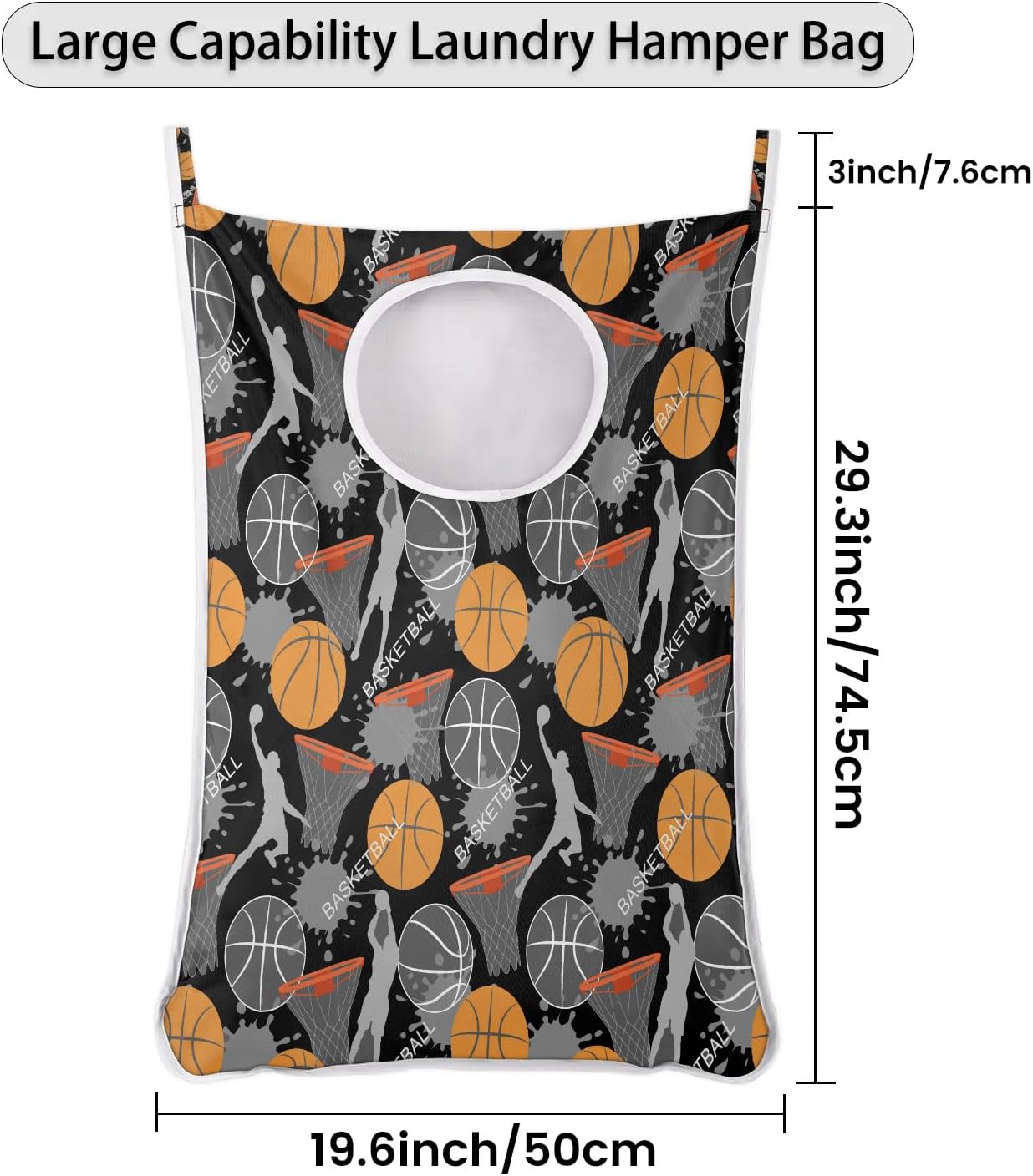 Ioracida Foldable Wall Hanging Laundry Hamper Bag 16x29In