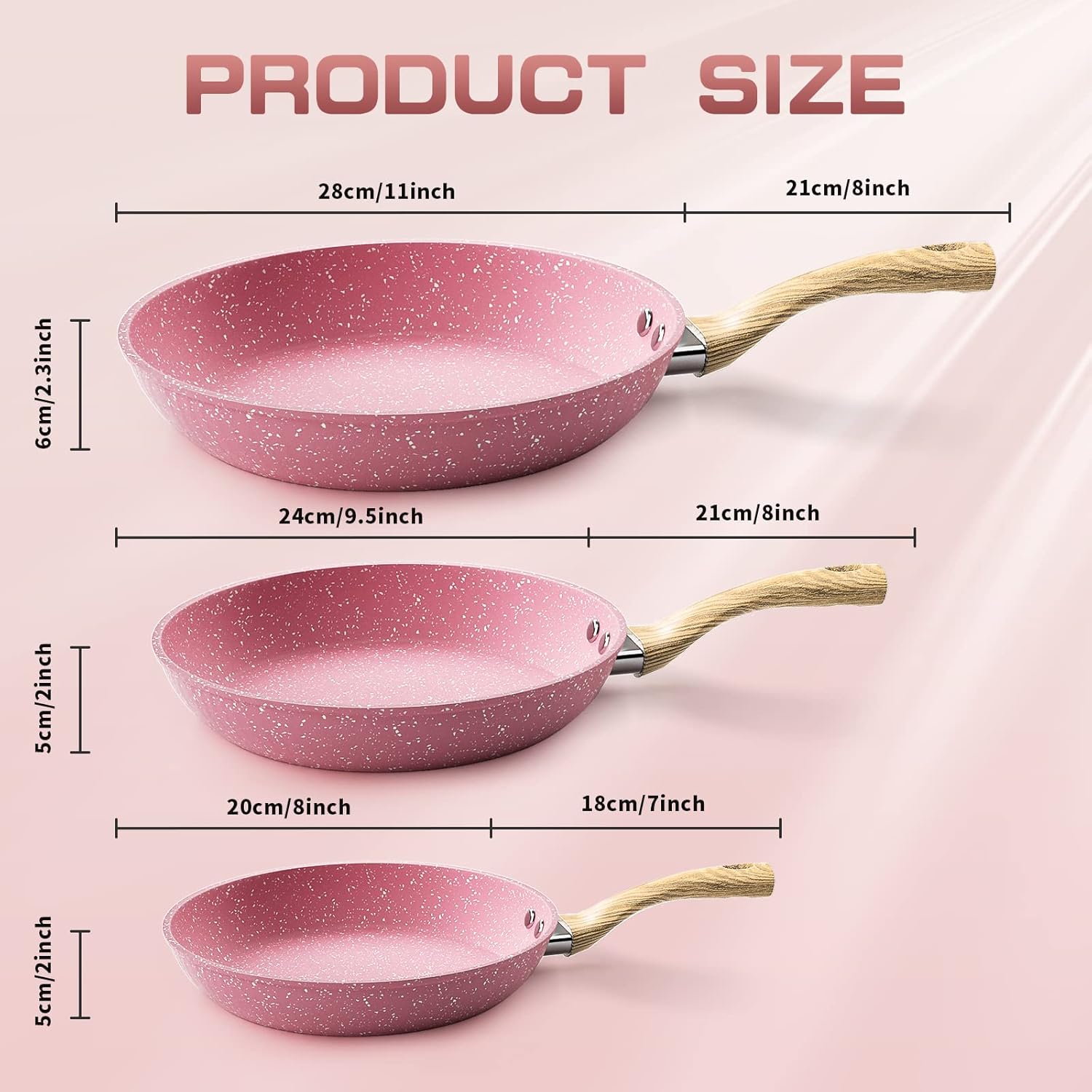 Nonstick Frying Pan 11 inch Pink Egg Pan