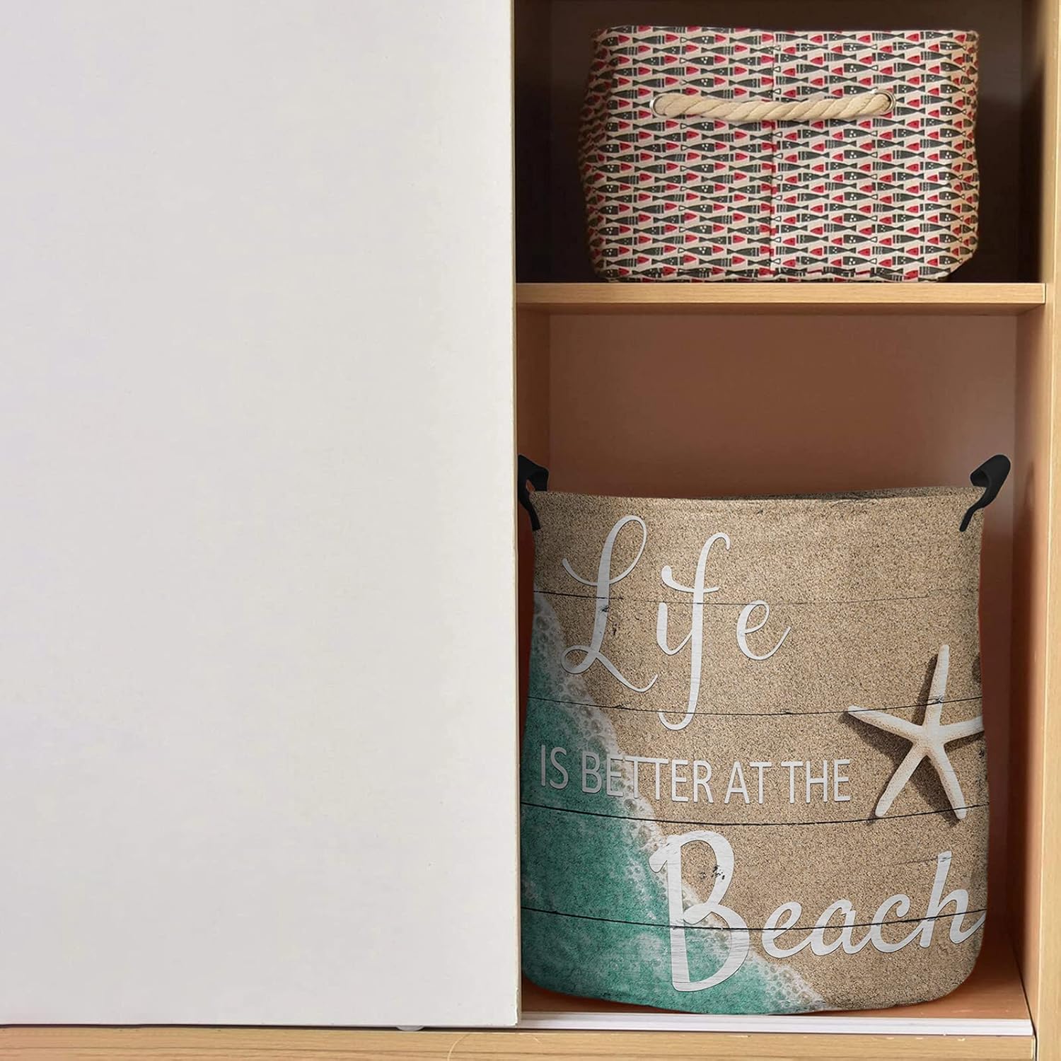 Chees D Zone Starfish Waterproof Collapsible Laundry Basket - Summer Coastal Design