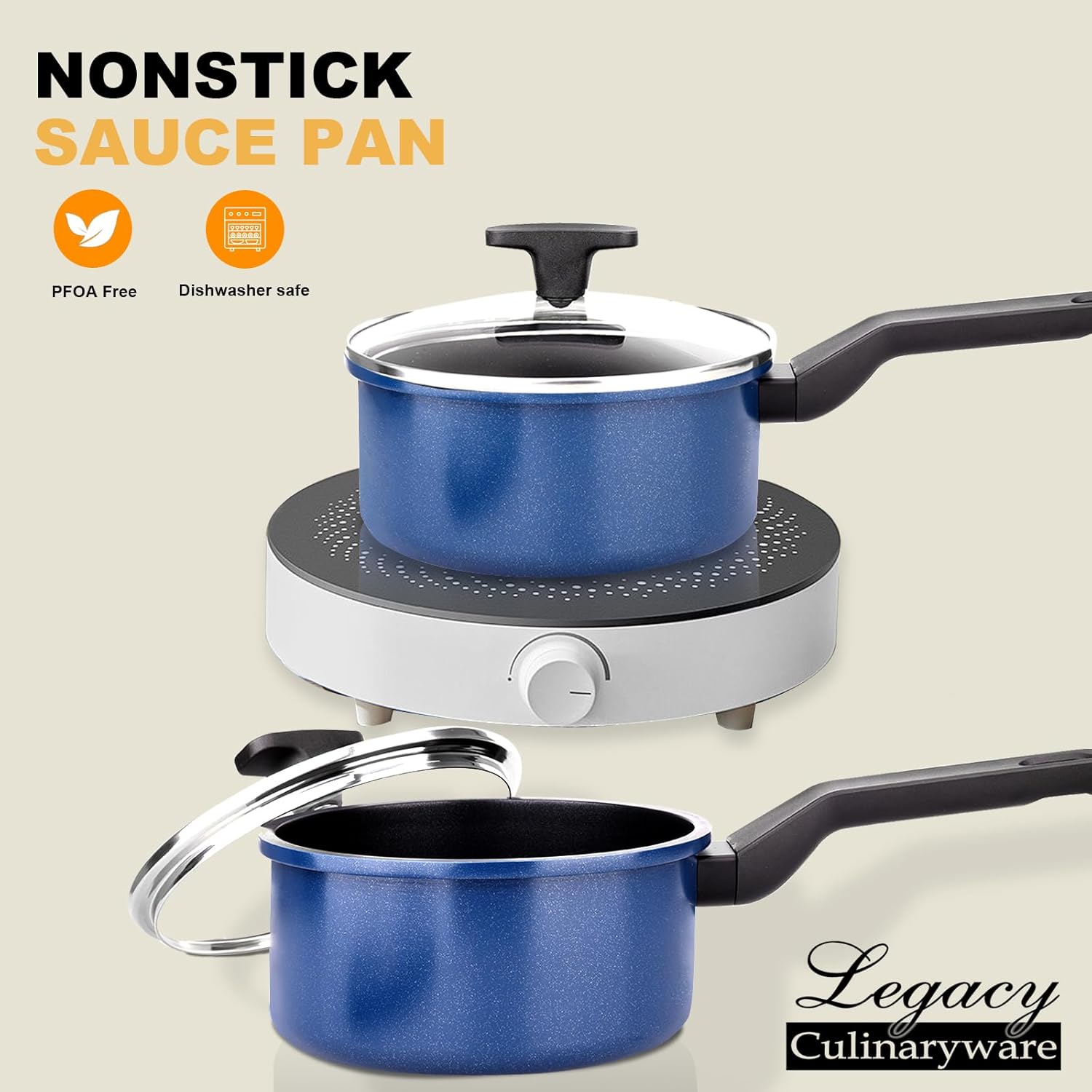 Nonstick Saucepan with Lid PFOA-Free Ergonomic Design Kitchen Essential