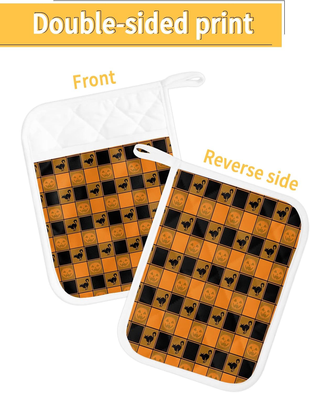 Halloween Heat-Resistant Potholders Set of 5 - Black Orange