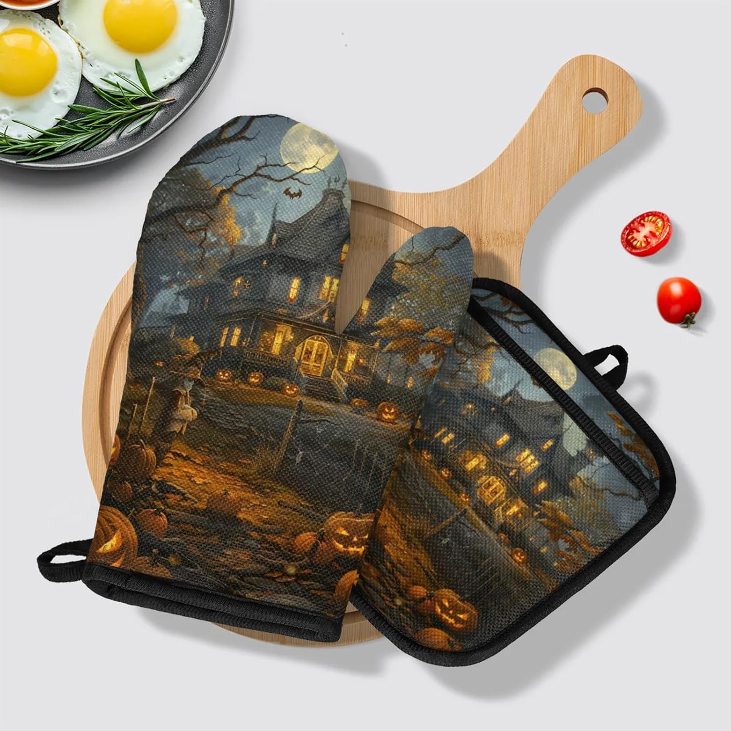 TropicalLife Retro Halloween Oven Mitts Set