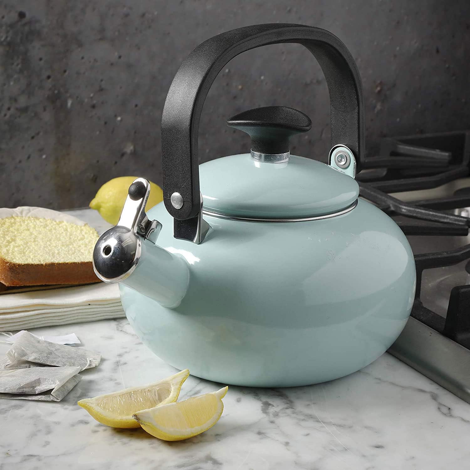 Kenmore Broadway Tea Kettle Enamel on Steel 15-Quart Glacier Blue