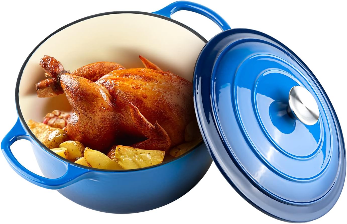 Mierirl 6 QT Cast Iron Dutch Oven Pot with Lid Non-Stick Enameled