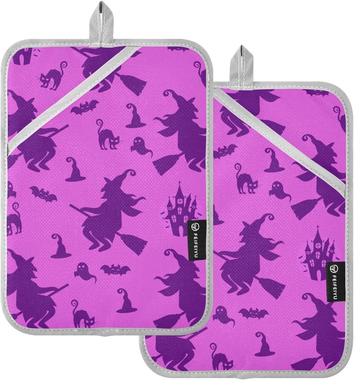 Heat-Resistant Halloween Witch Hat Potholders Set for Baking