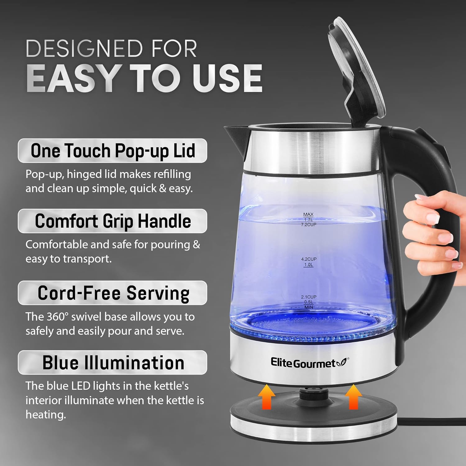 BPA-Free Electric Tea Kettle with Effortless Boil Down the Run