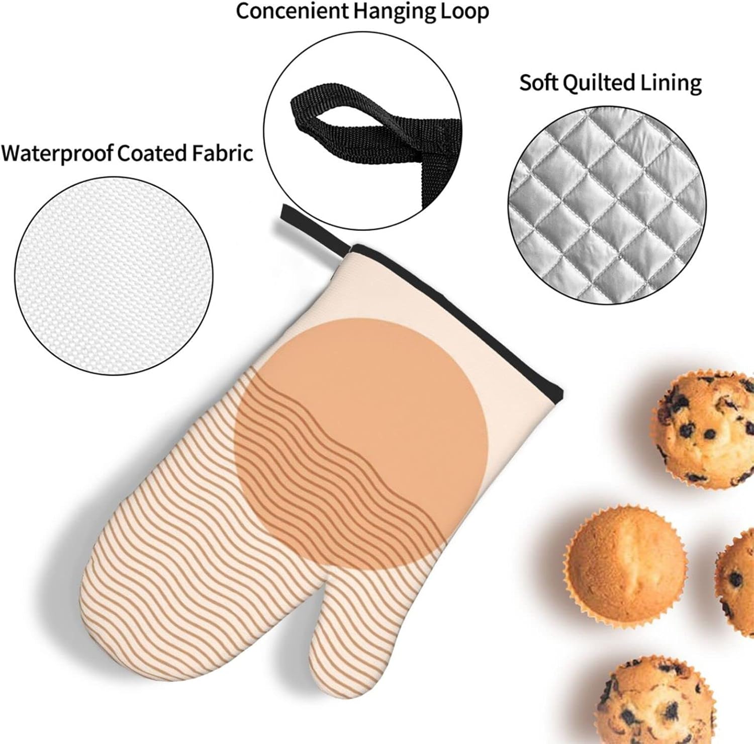 Sun Boho Oven Mitts Set for Kitchen - Heat Resistant