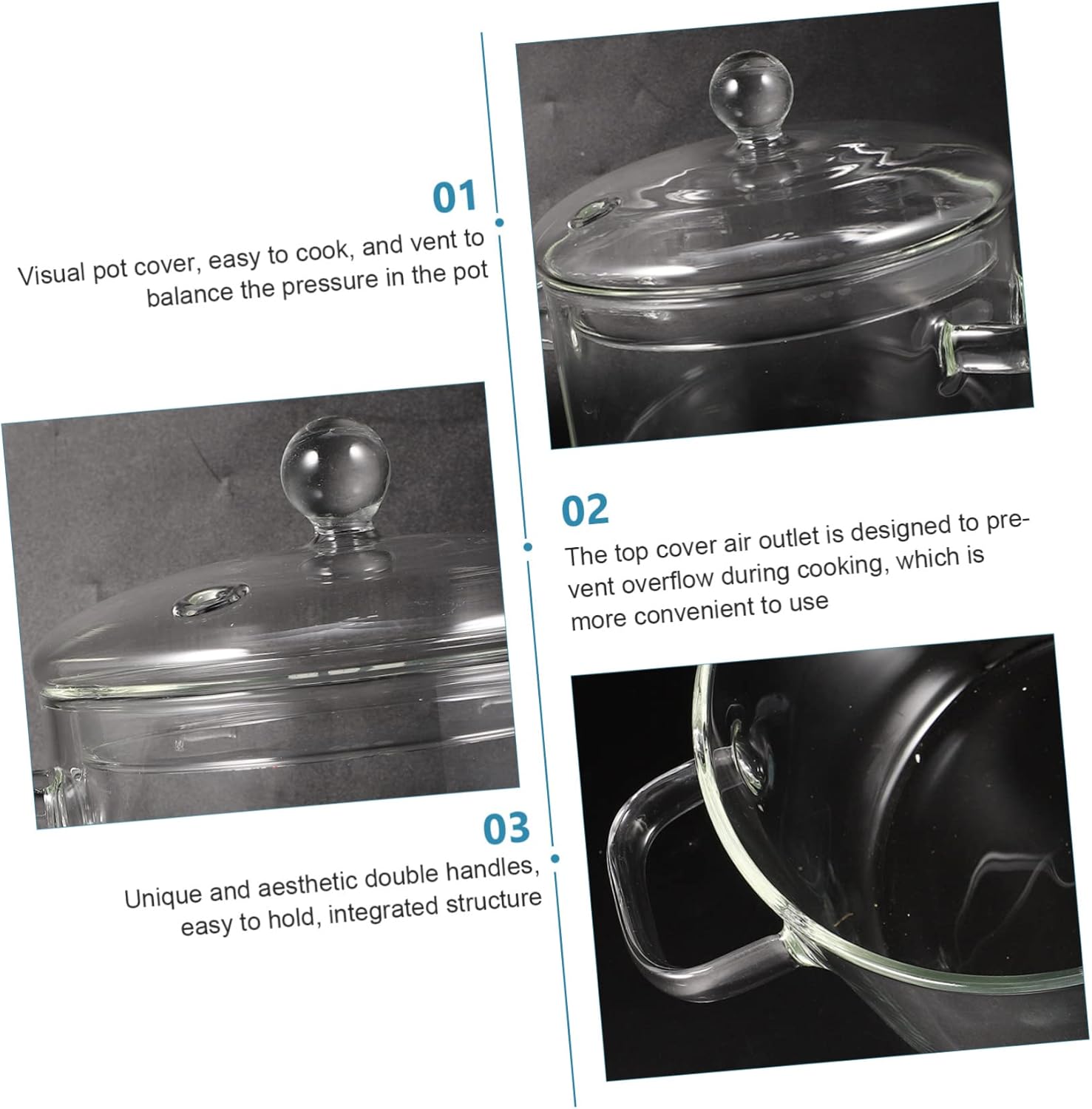 High Borosilicate Glass Soup Pot with Lid