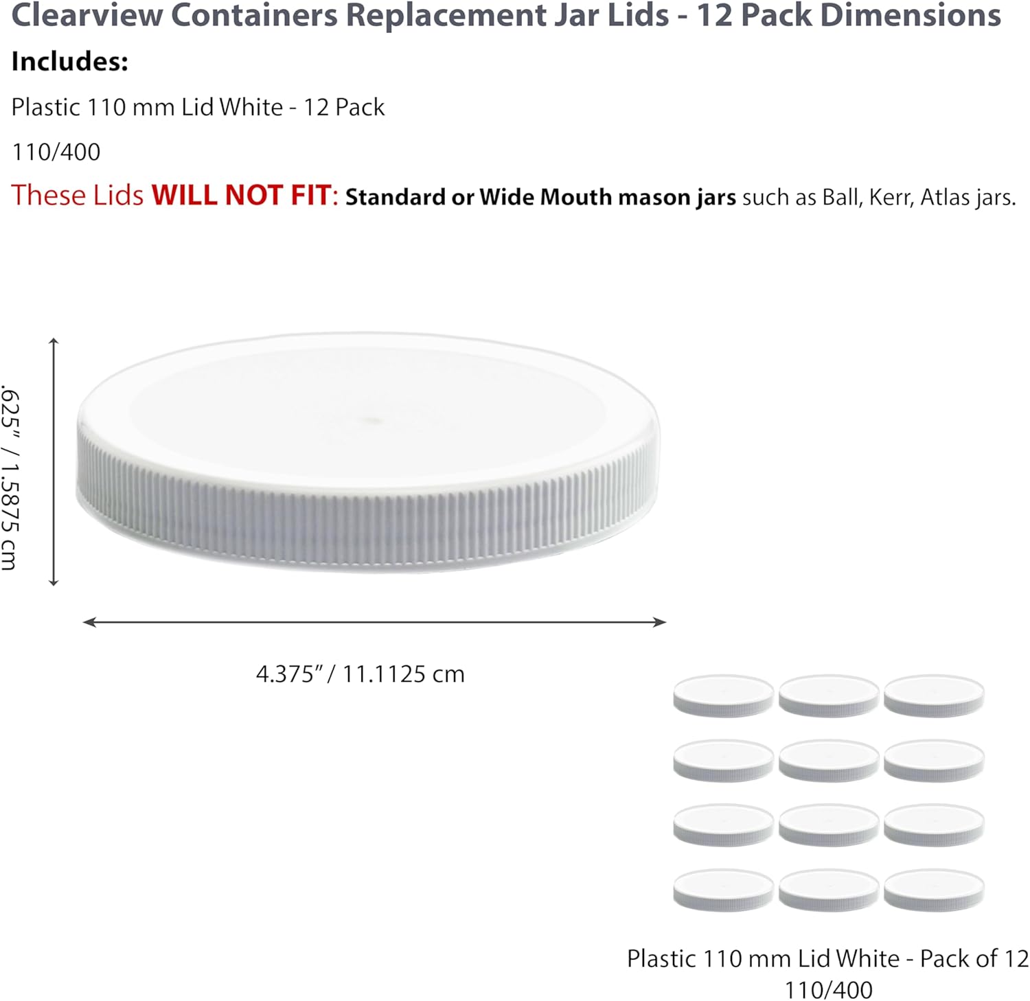 110mm Plastic Replacement Lids with Leak-Proof Liner Inside the USA