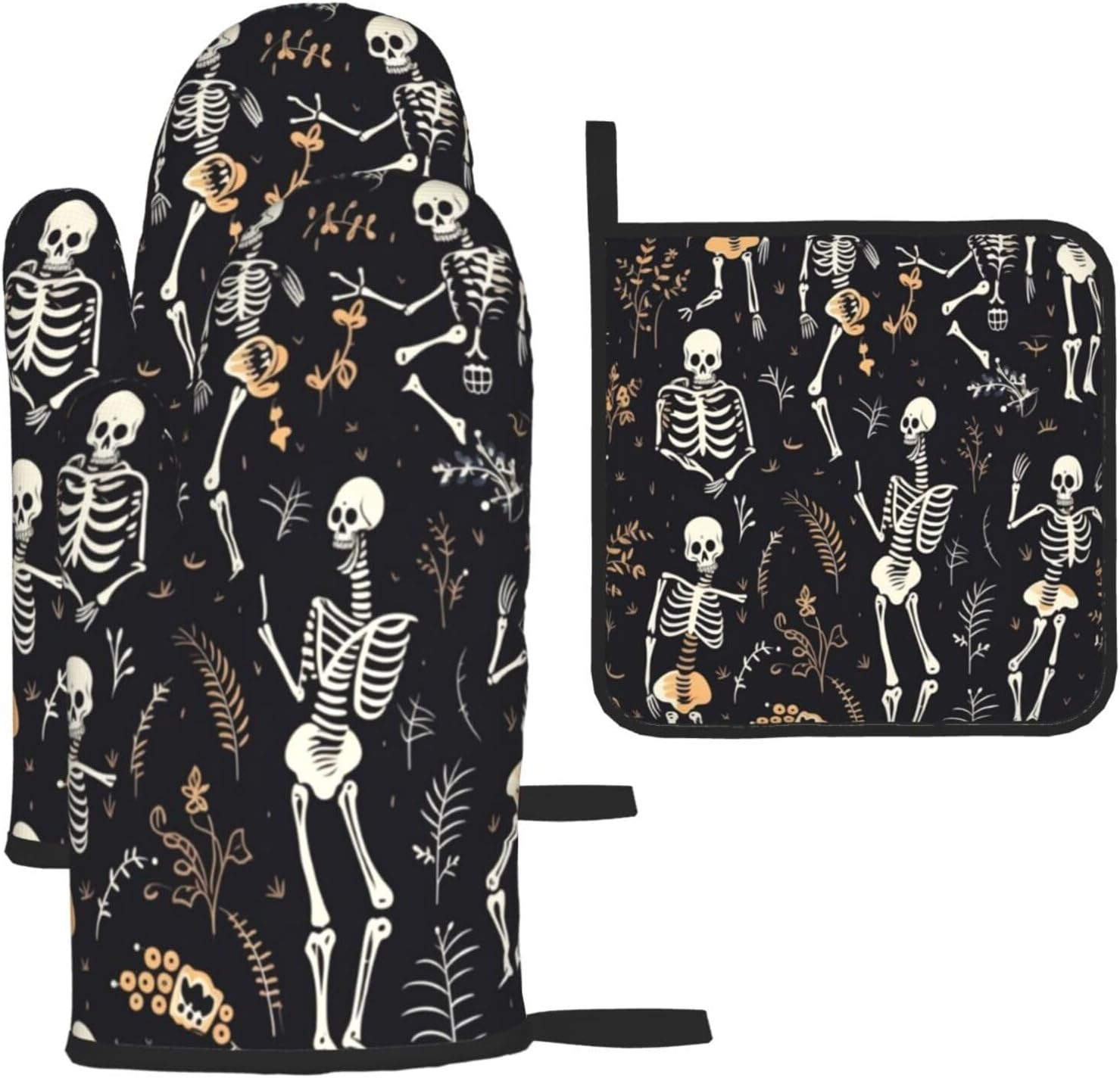 Halloween Trick or Treat Set 3 Pieces Oven Mitts Pot Holders