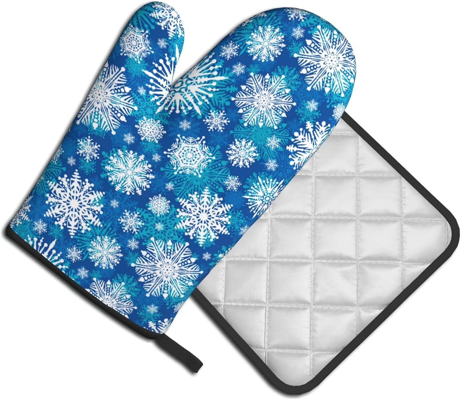 Winter Snowflakes Oven Mitts and Pot Holders 2-Piece Set