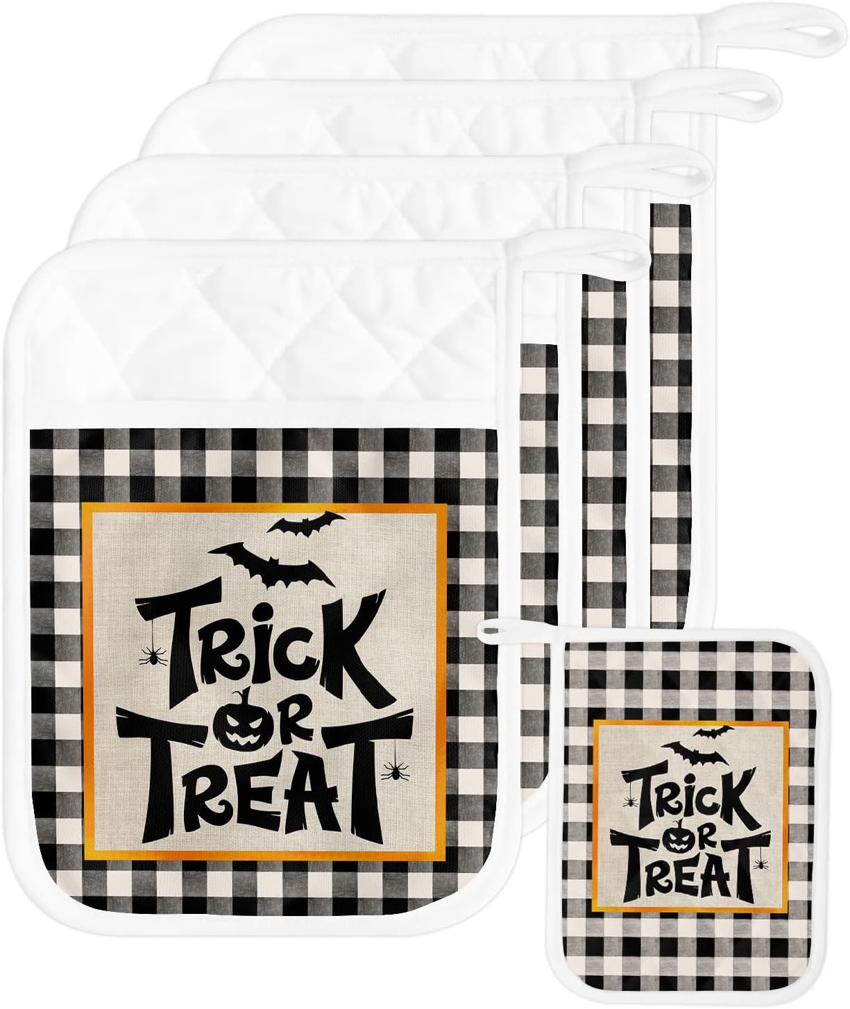 Happy Halloween Pot Holders Set of 5 with Pocket and Hanging Loops