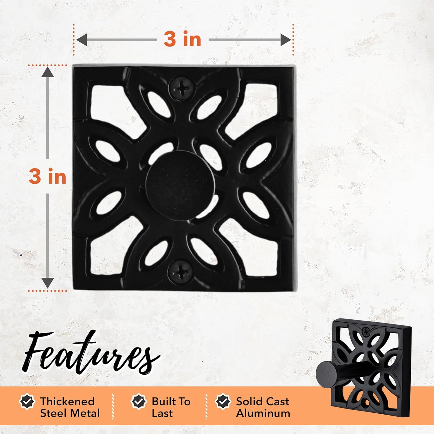 Black wall-mounted towel robe hook Rustproof Durable