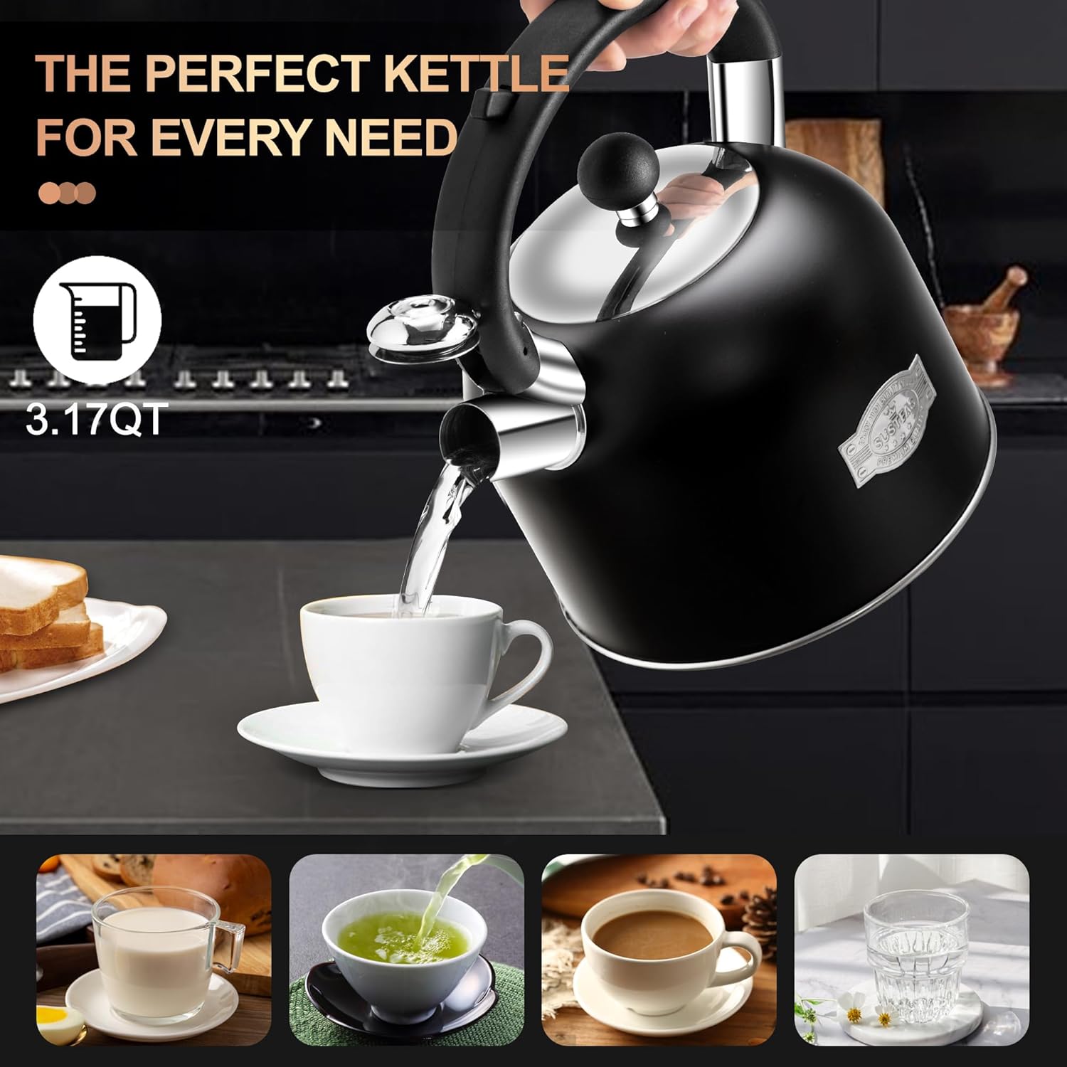 SUSTEAS Ergonomic 188 Stainless Steel Coffee Pot