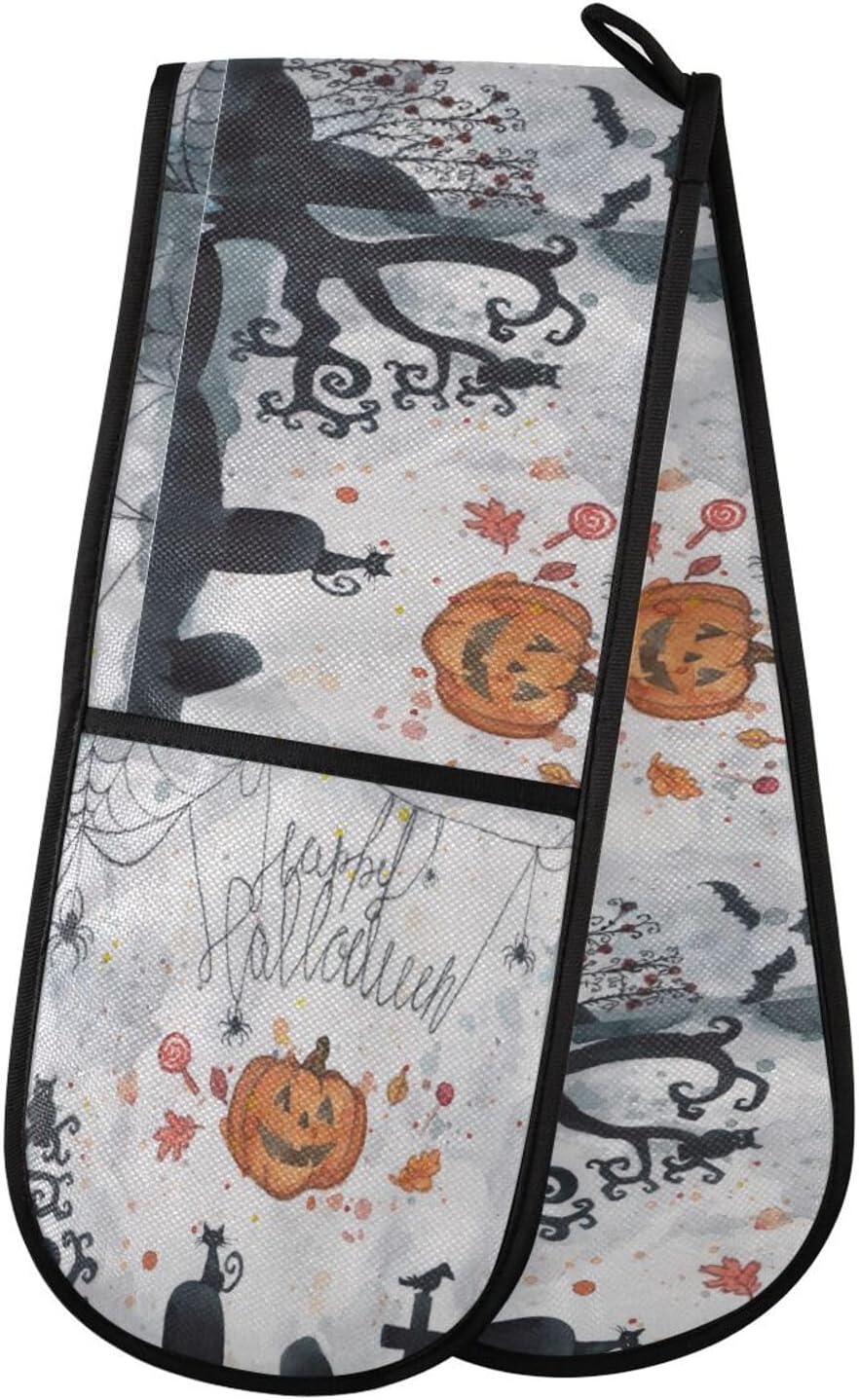 Halloween Cobweb cemetery bats cat pumpkin chili pepper spiced pot holder
