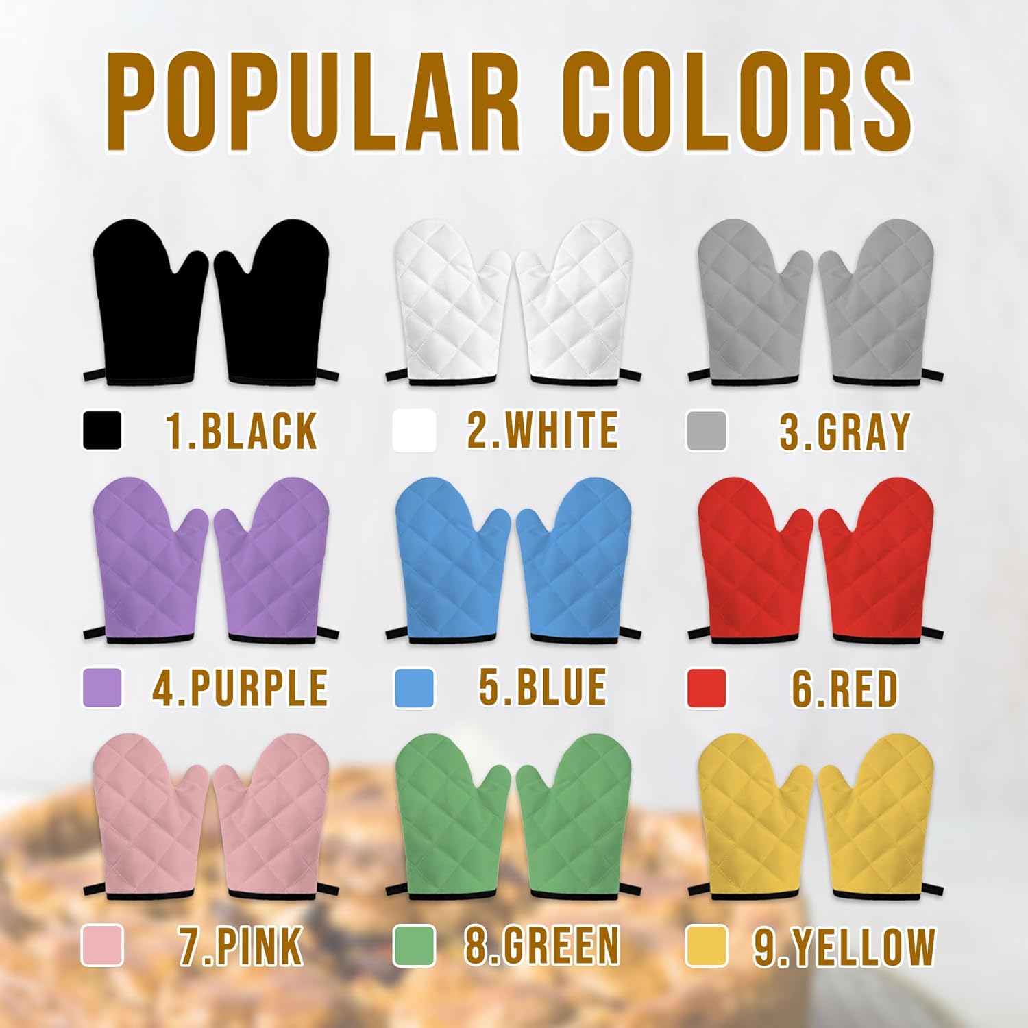Personalized Oven Mitts Set Heat-Resistant and Durable for Cooking and BBQ