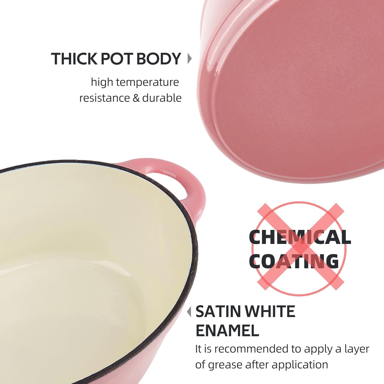55 Quart Enameled Cast Iron Dutch Oven with Lid