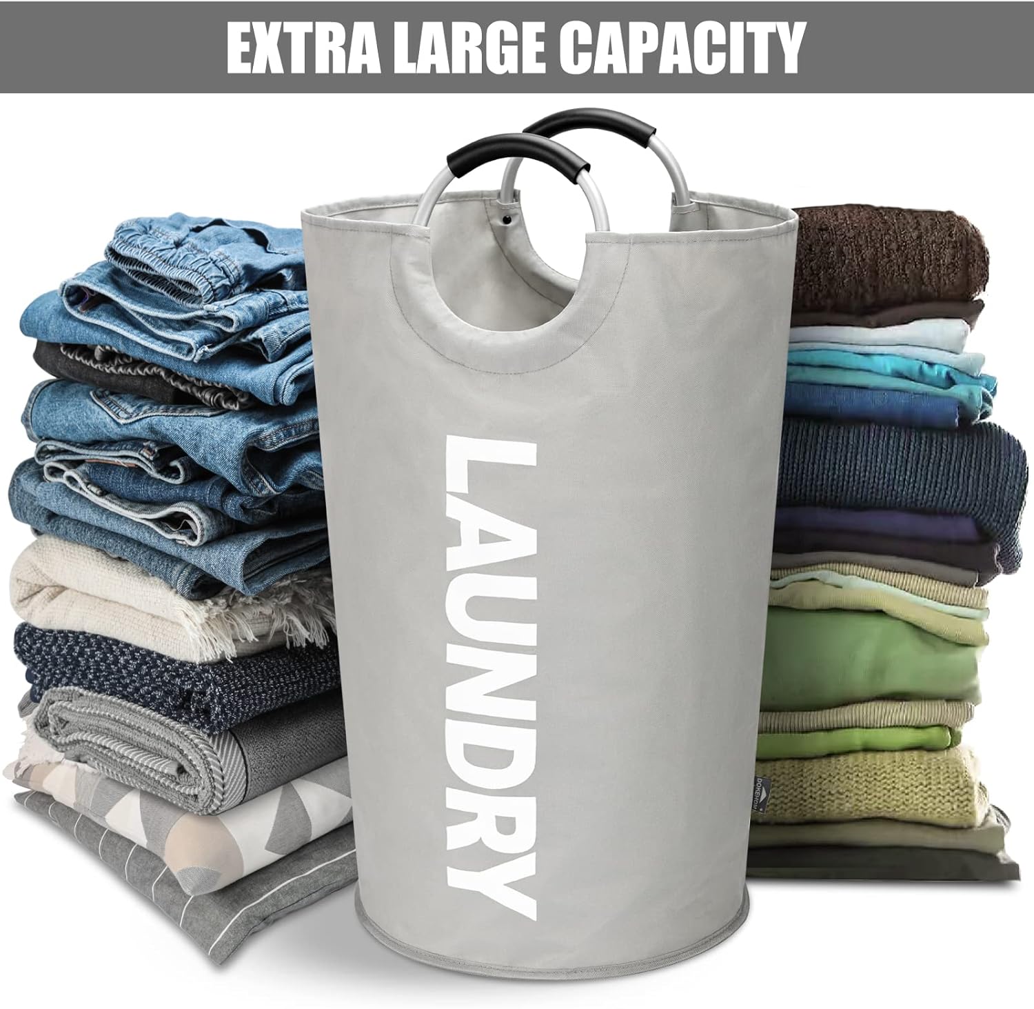 DOKEHOM 125L X-Large Collapsible Laundry Basket with Handle