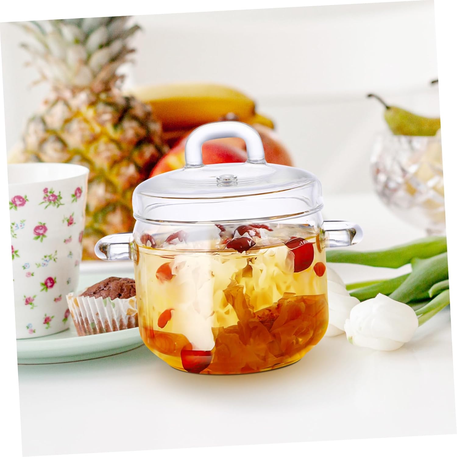 bidsell700ml glass saucepan with lid high-quality- for pasta and other dishes
