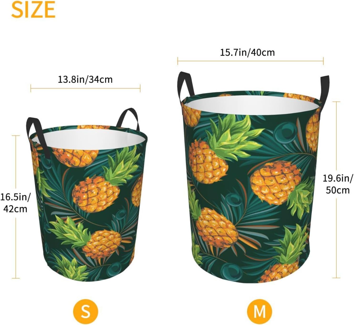 Oicvrct Pineapple Circular Hamper Laundry Basket
