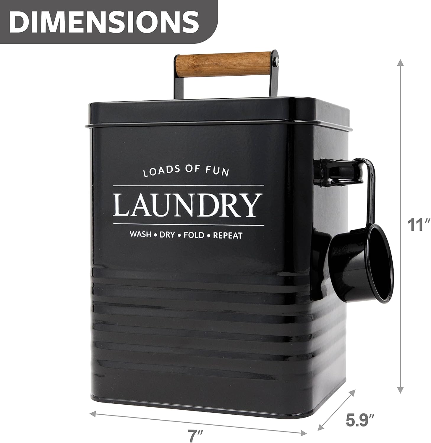 Calindiana Modern Farmhouse Laundry Soap Dispenser with Scoop and Holder Black
