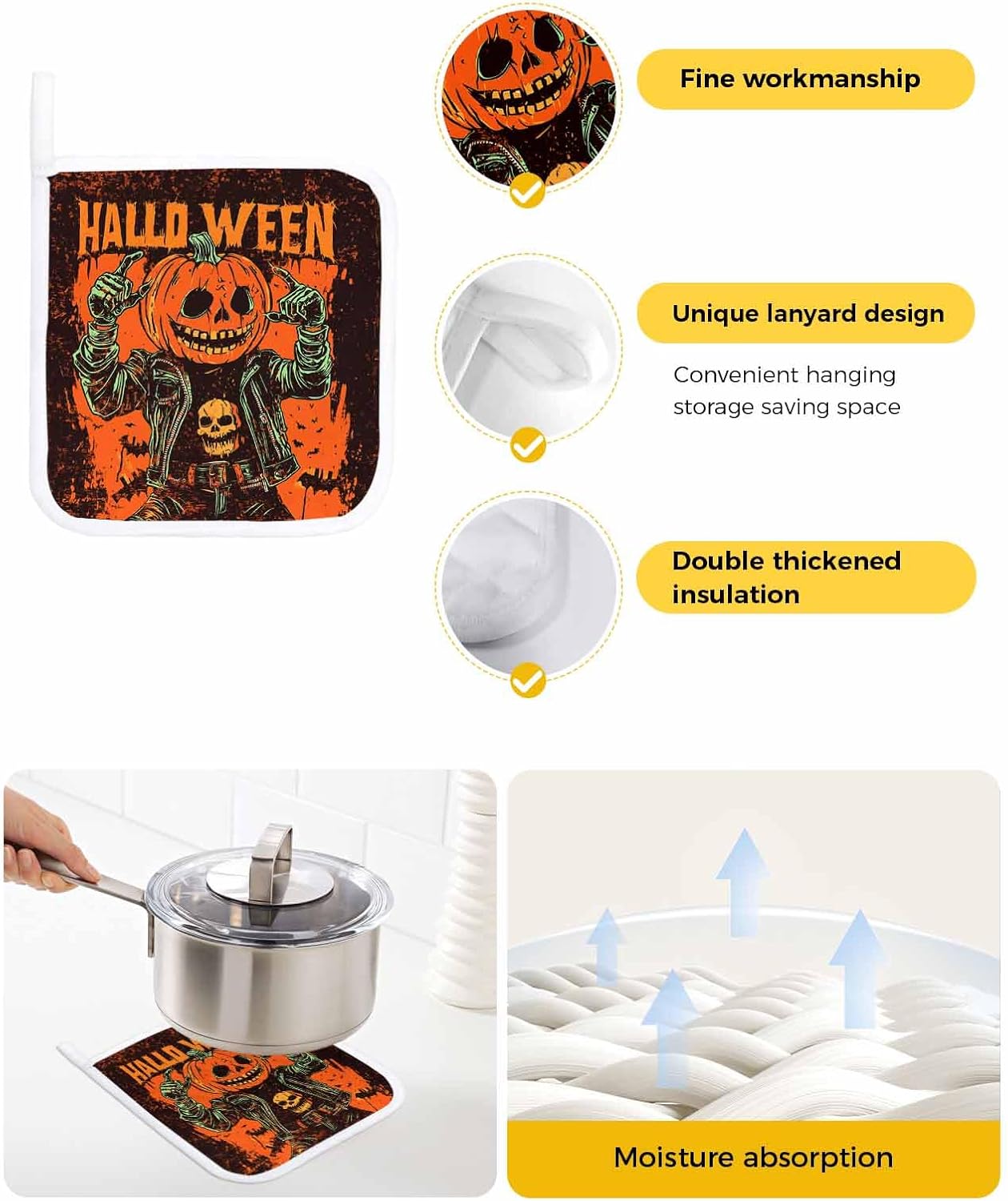 Boanket Halloween Pumpkins heat-insulating pot holders 5 pack