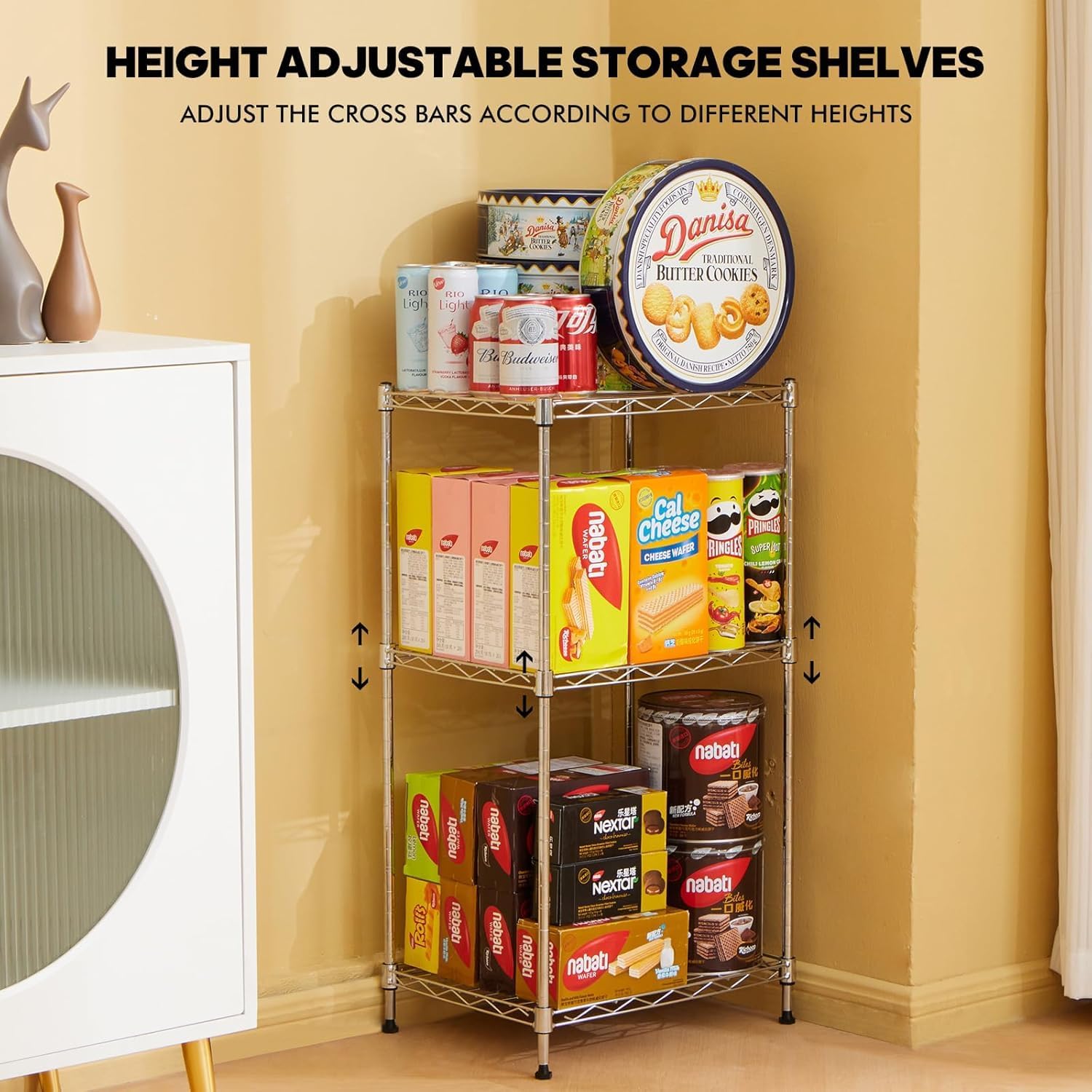 Land Guard 3-Tier Adjustable Chrome Shelving Unit
