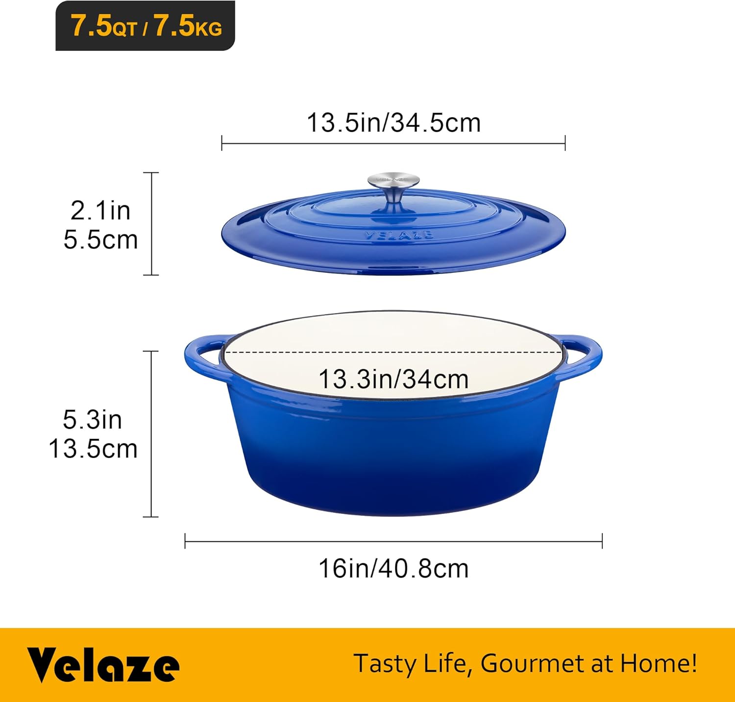Velaze 75 QT Enameled Dutch Oven with Lid