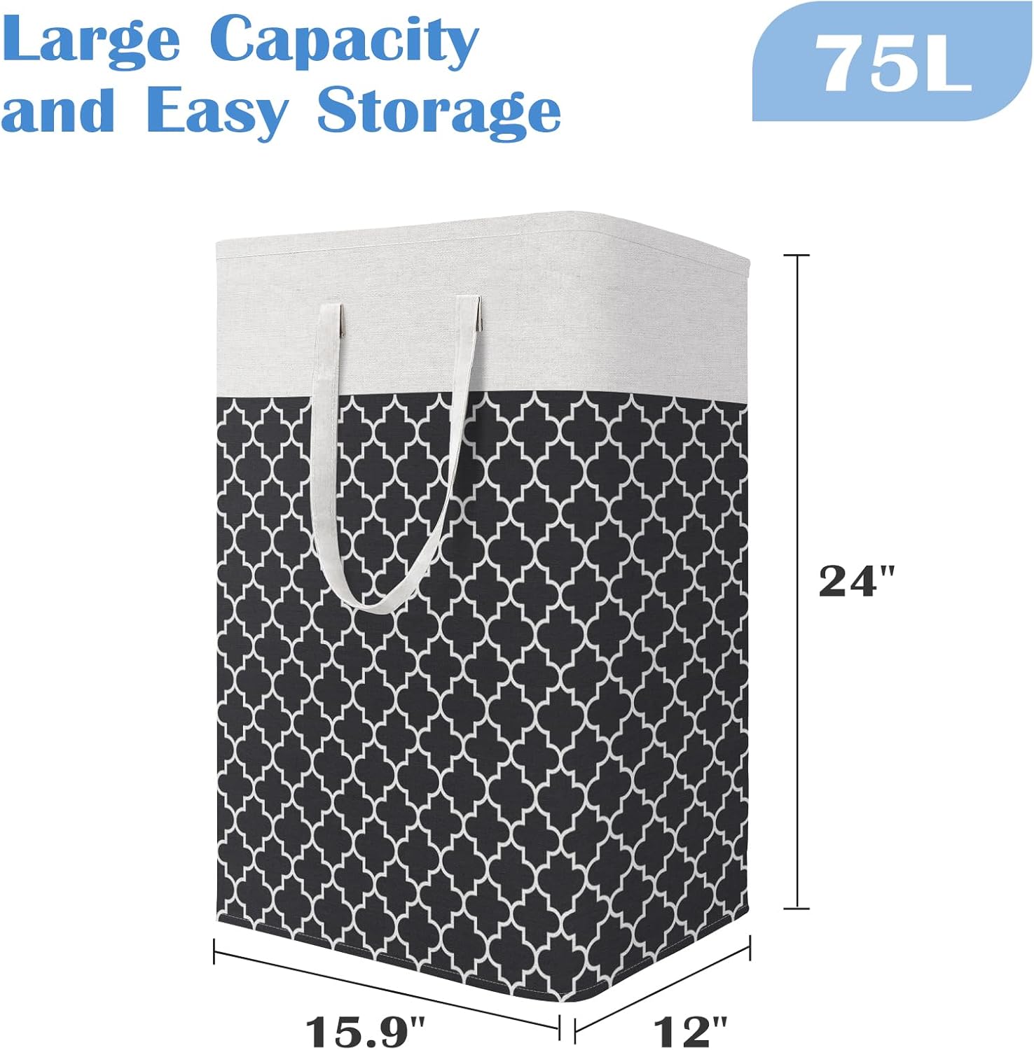 BlissTotes 3-Pack Freestanding Waterproof Laundry Basket Collapsible for HomeDorm