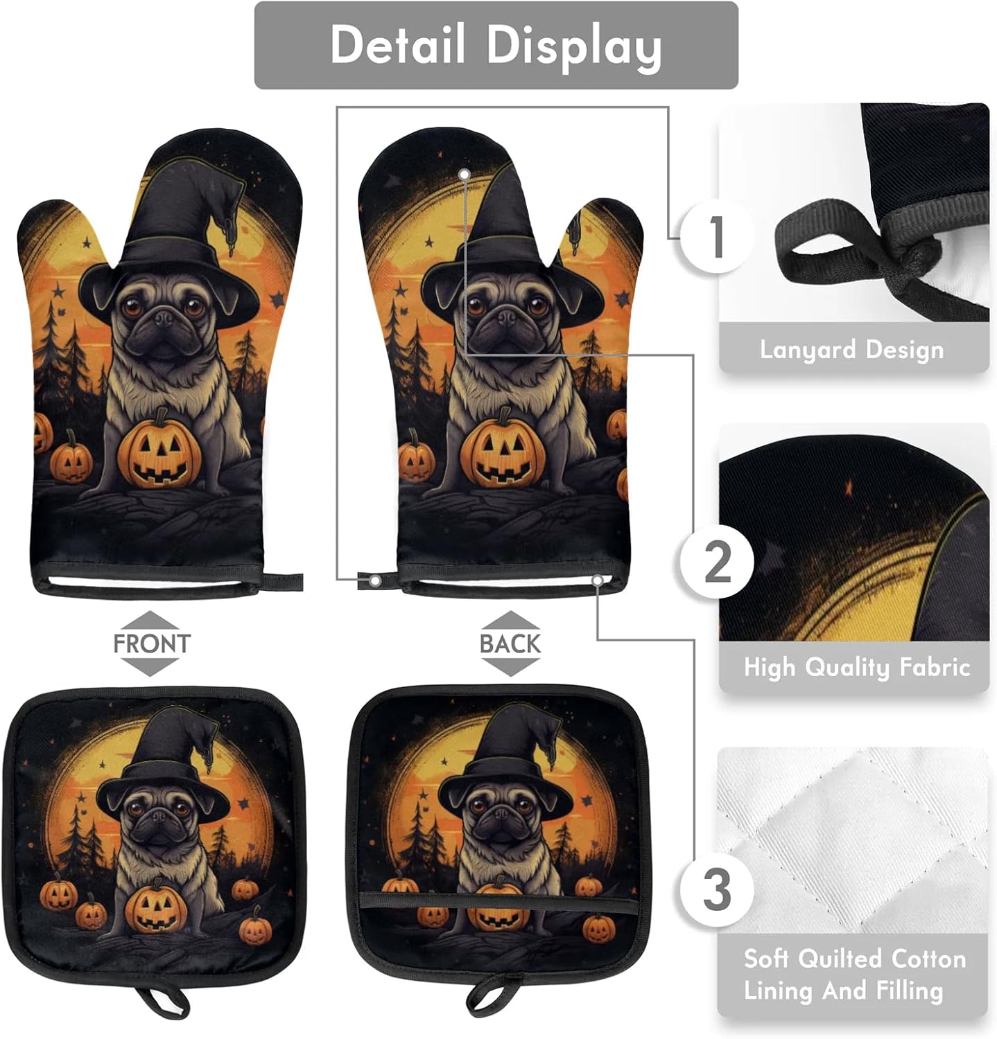 Halloween-Friendly Kitchen Mitts Pot Holders Set