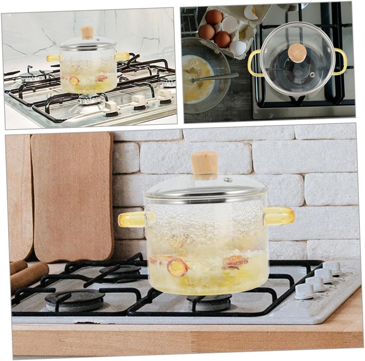 Sturdy Glass Stockpot with Lid 1600ml