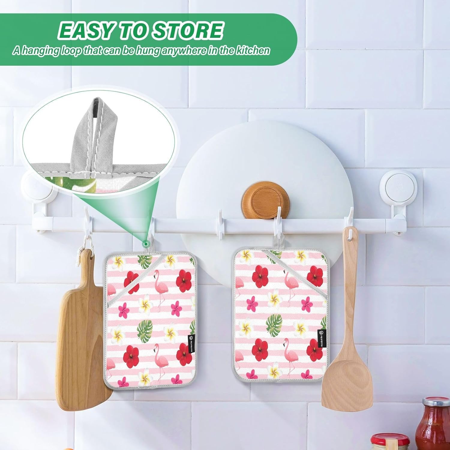Flowers and Flamingo 2-Pack Pot Holders
