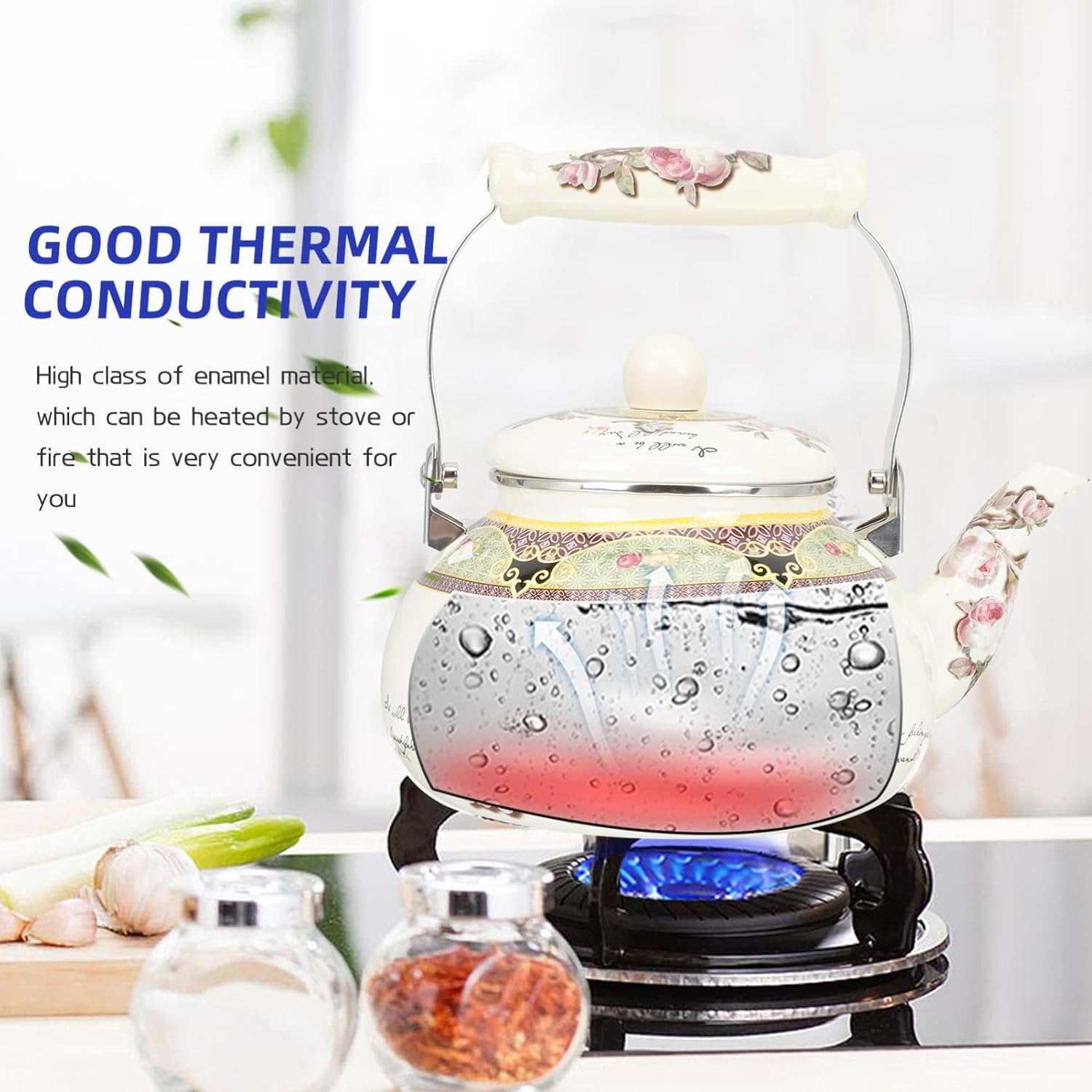 Luxshiny 25L Enamel Tea Pot for Stovetop