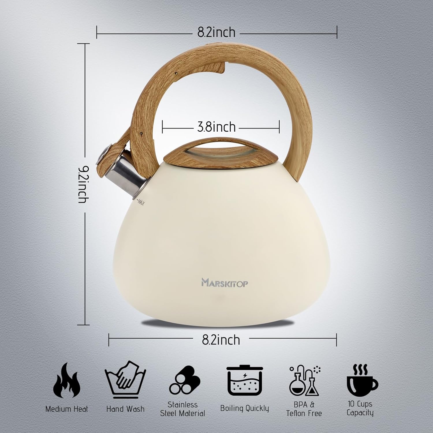 Stainless Steel 26 Quart Tea Kettle with Whistle
