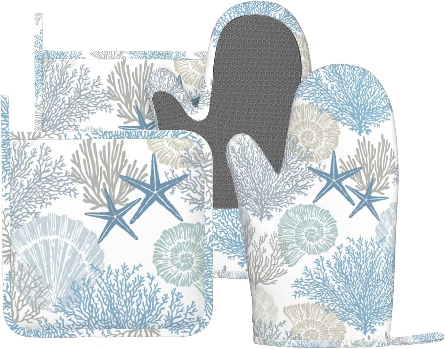 Nautical Coastal Oven Mitts Set