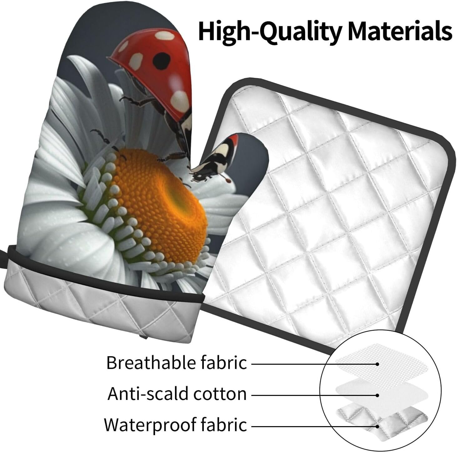 Cute Ladybug Oven Mitt Set