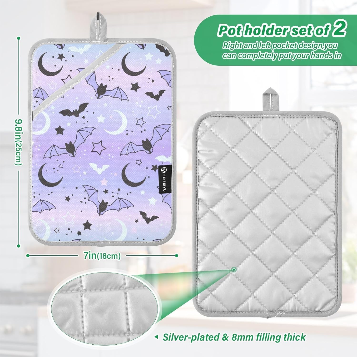 OurVii Magic Bat Flying Kitchen Potholders Set